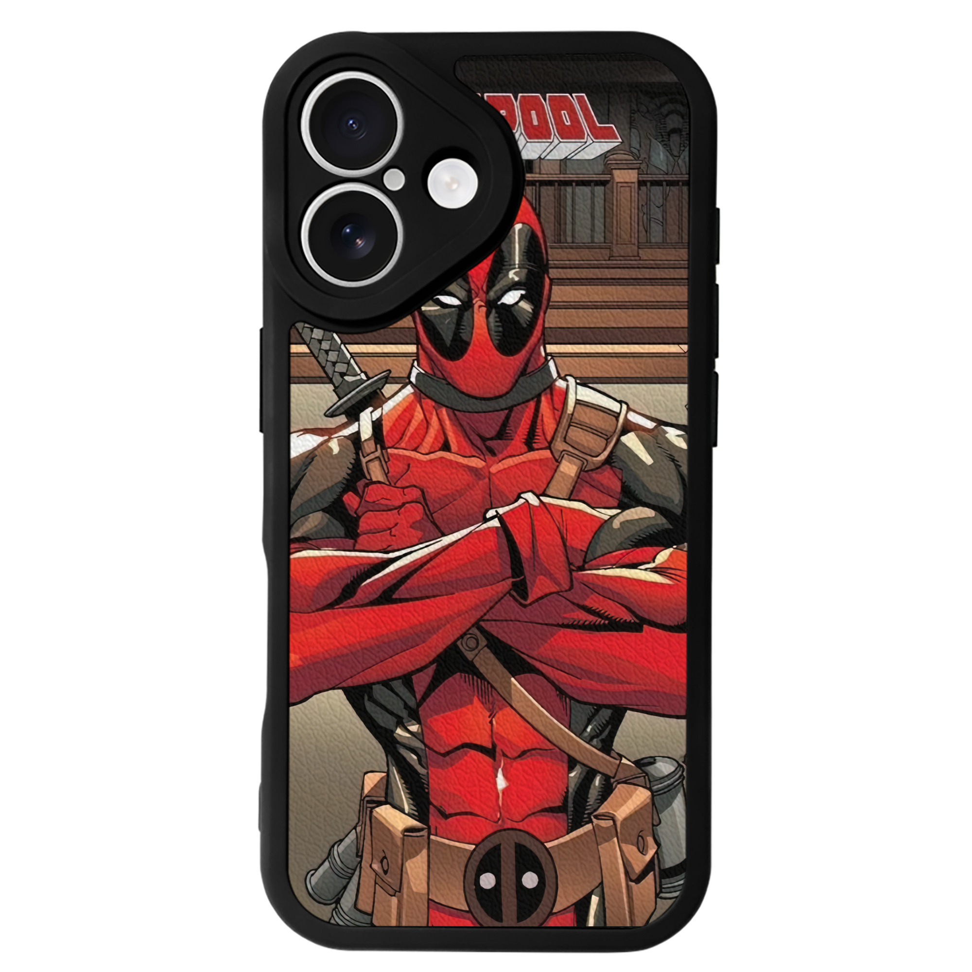 （画像用） Deadpool デッドプール 【iPhone 16シリーズ対応】シリコンスマホケース（レザー調） 材質：シリコン